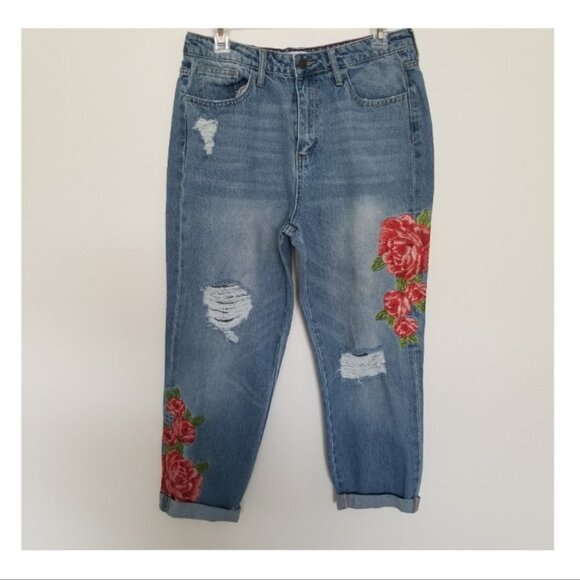 Cello Denim - Cello High Rise Distress Jeans Boho Detail Size 9